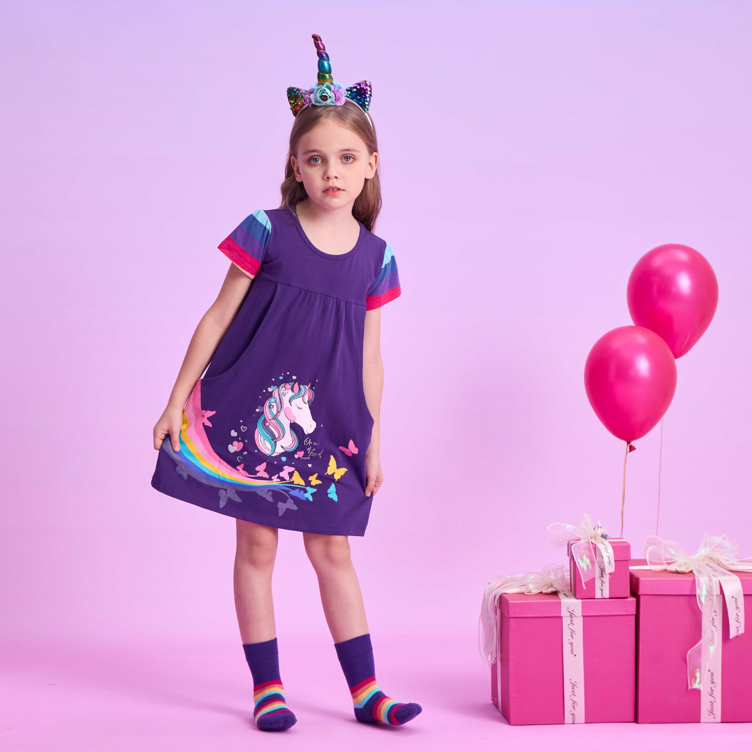 VIKITA Vestido para Niñas Manga Larga Algodón Princesa Casuales Bebe Niñas 2-8 años — view 2