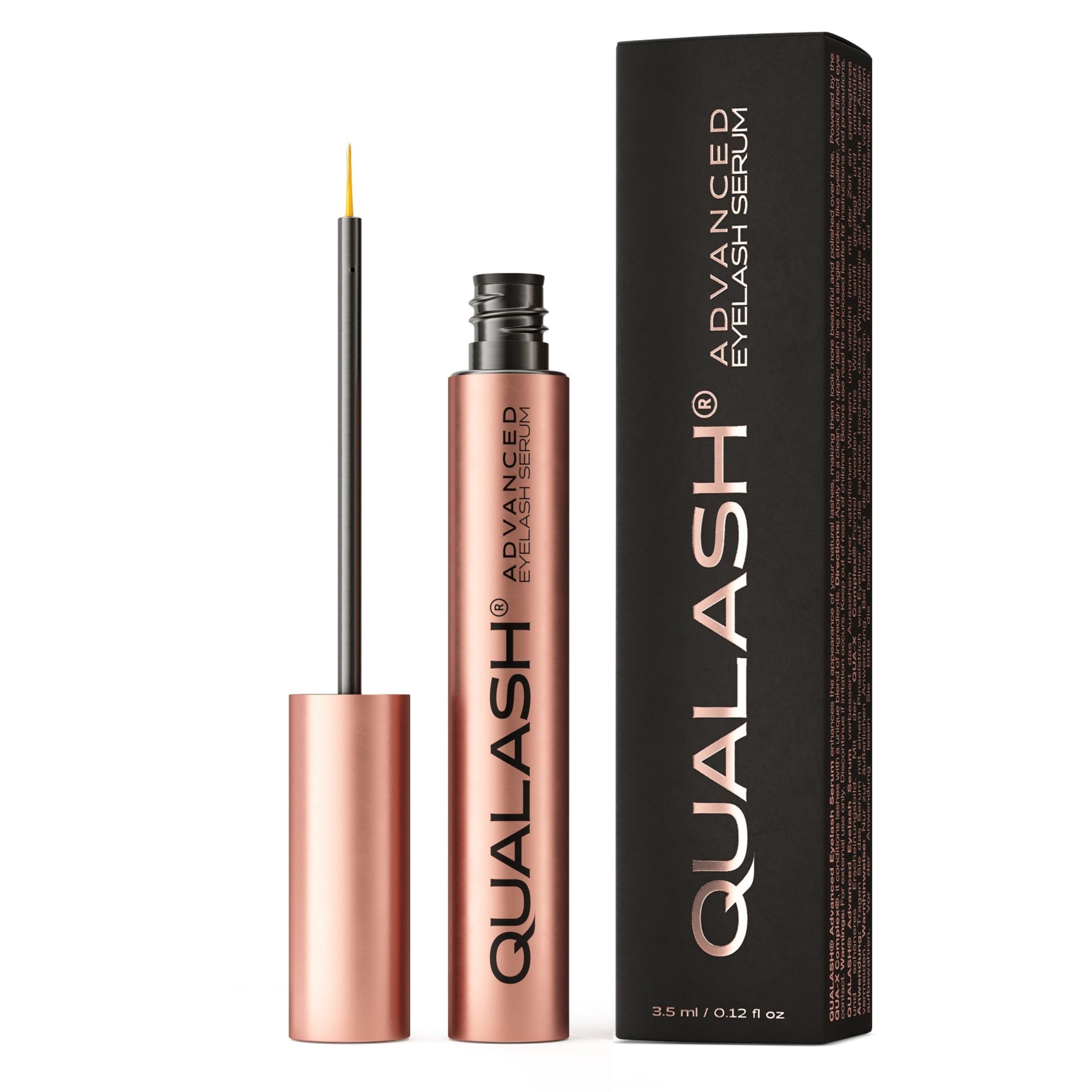 Siero Ciglia Allungante e Rinforzante QUALASH® (3,5ml) con formula di crescita QUA-X brevettata – Lash Serum & Eyelash Growth Booster volumizzante per ciglia naturalmente più lunghe e forti
