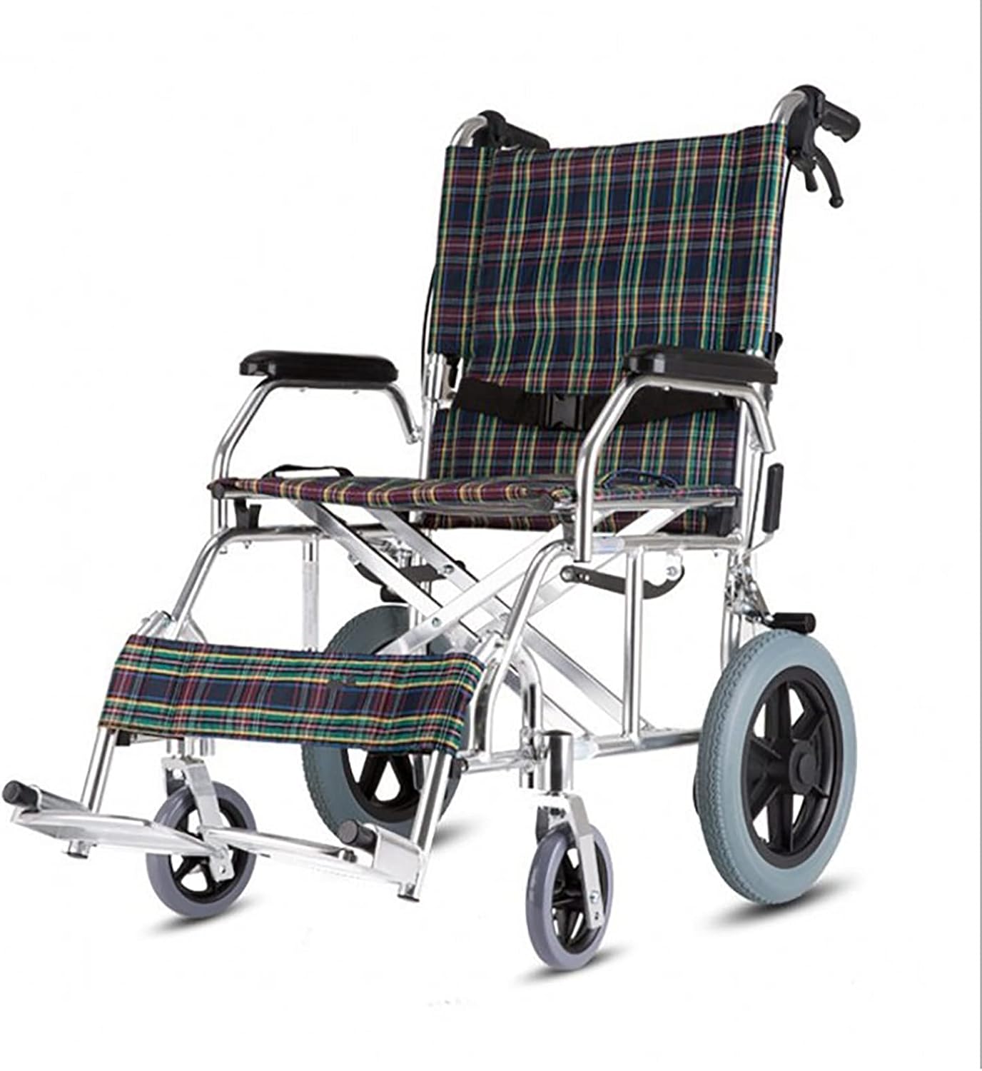 YDYBY Silla de Ruedas para minusválidos,Silla de Ruedas de tránsito Plegable ortopédica Cómodo reposabrazos Pedales Ajustables Silla de Ruedas de Viaje Respaldo abatible