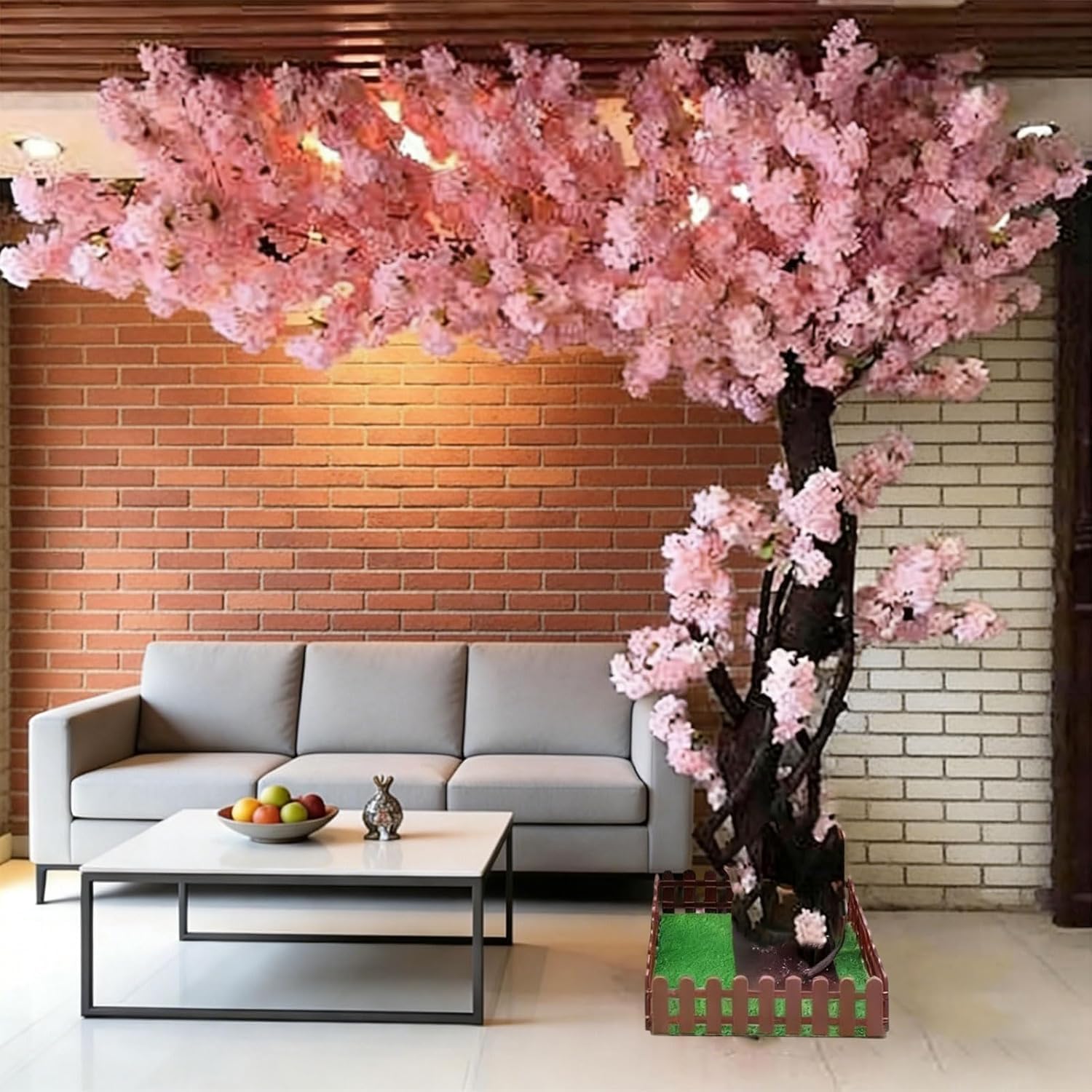 Künstlicher Kirschblütenbaum, Großer Handgefertigter Hellrosa Kirschbaum, Mit Kirschblütenzweigen, Für Die Hochzeitsdekoration Im Innen- Und Außenbereich,Rosa,2.0x1.0m/6.6x3.2ft