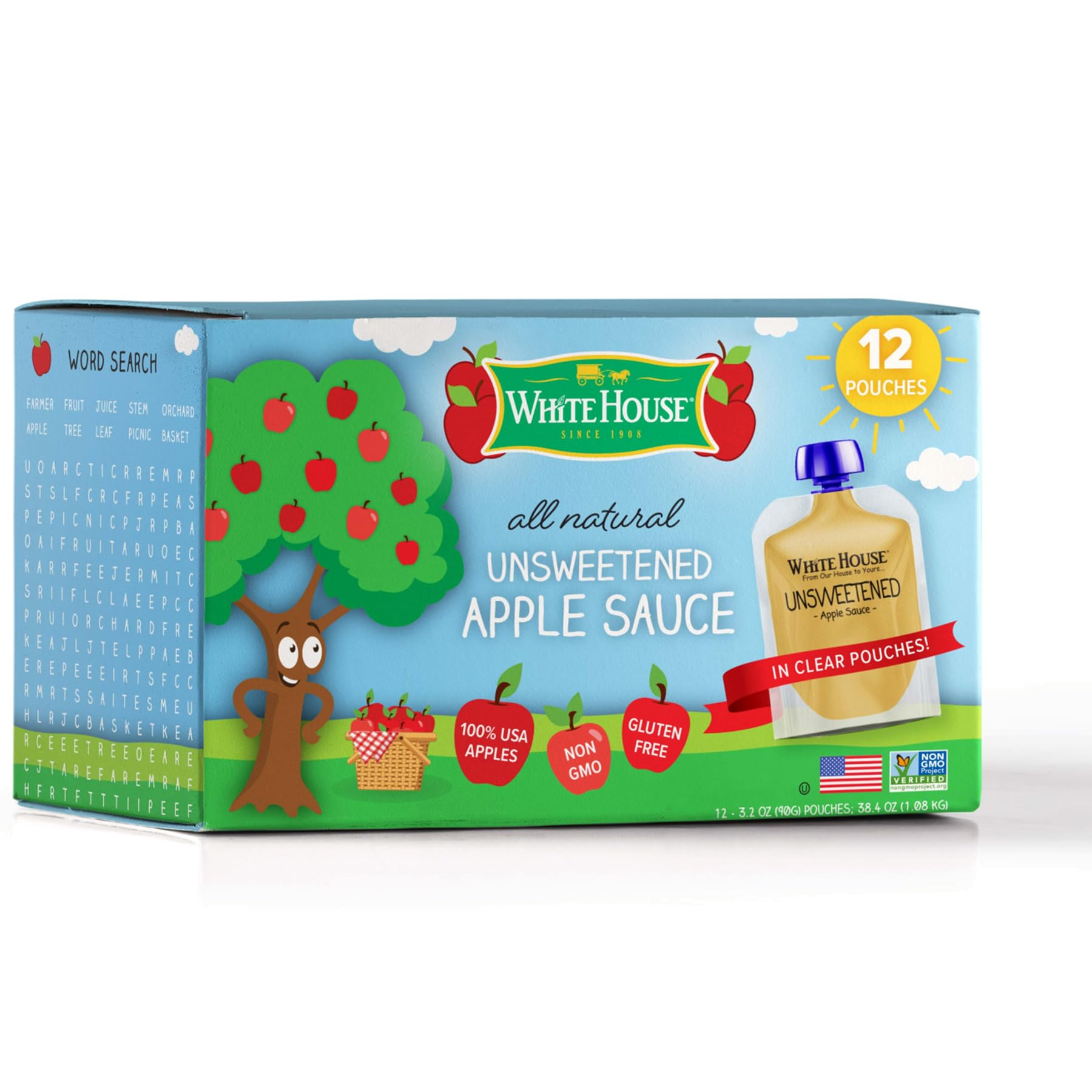 White House All Natural Unsweetened Apple Sauce Pouches, 3.2 Ounce (Pack of 12)