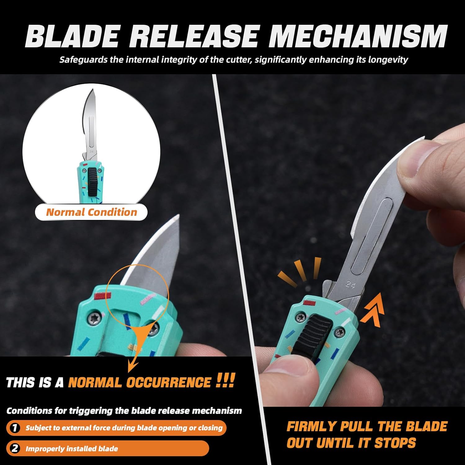 XXOK Utility Knife Retractable Knife Switch Blades with 20PCS Box Cutter Aluminum Handle Auto Scalpel Pocket Knife Gifts for Men and Women(Cyan donuts)