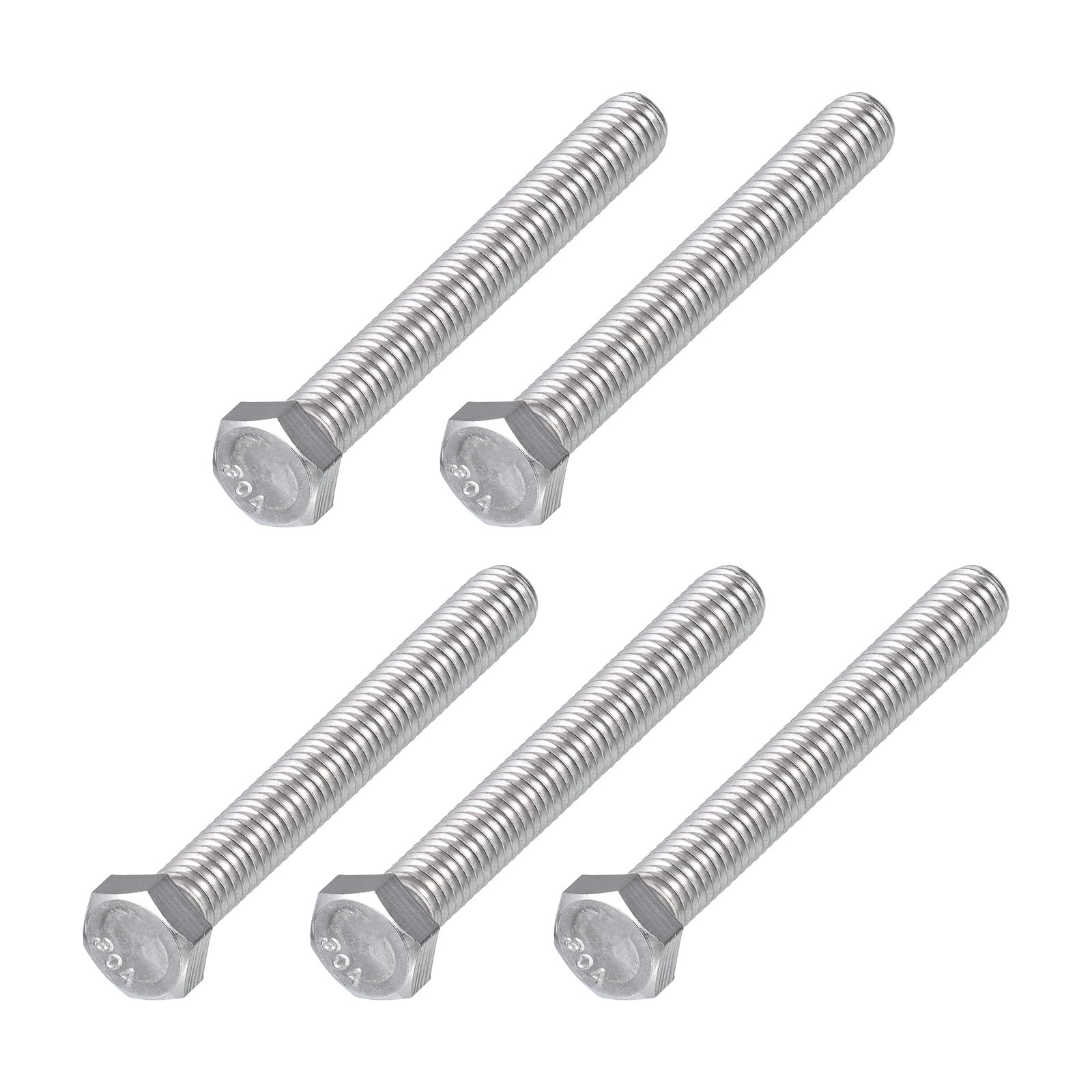 METALLIXITY Hex Head Bolts (3/8-16 x 3") 5Pcs, 304 Stainless Steel 18-8, Fully Threaded, External Hex Drive, Plain Finish