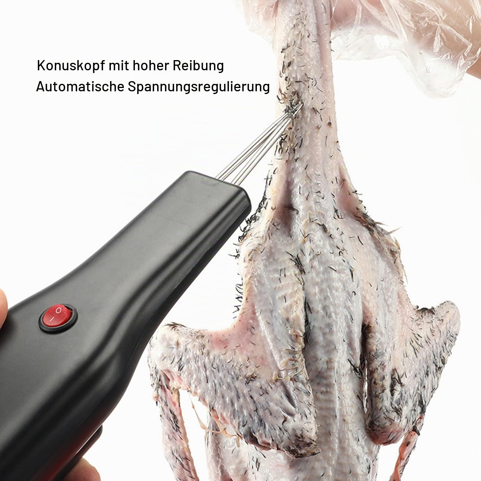 Focket Handgeführte Hühnerrupfmaschine, 100 240V wiederaufladbare elektrische Federentfernung, professioneller Geflügelrupf Federentferner für Gans, Pute, Vogel, Ente, automatisch, tragba