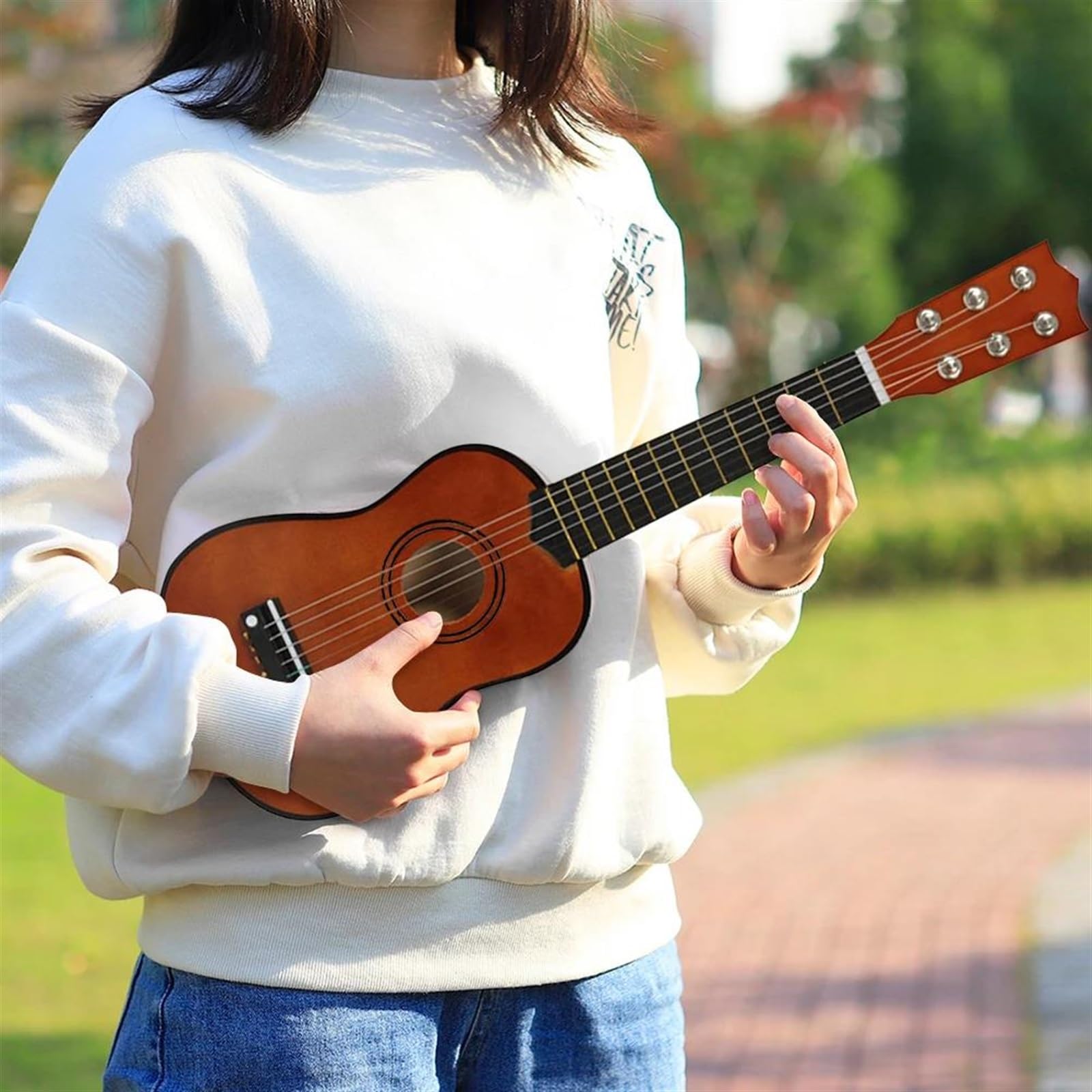 Ukulele per principianti 53,3 cm ukulele in tiglio 6 corde piccolo basso chitarra acustica strumenti musicali (marrone)