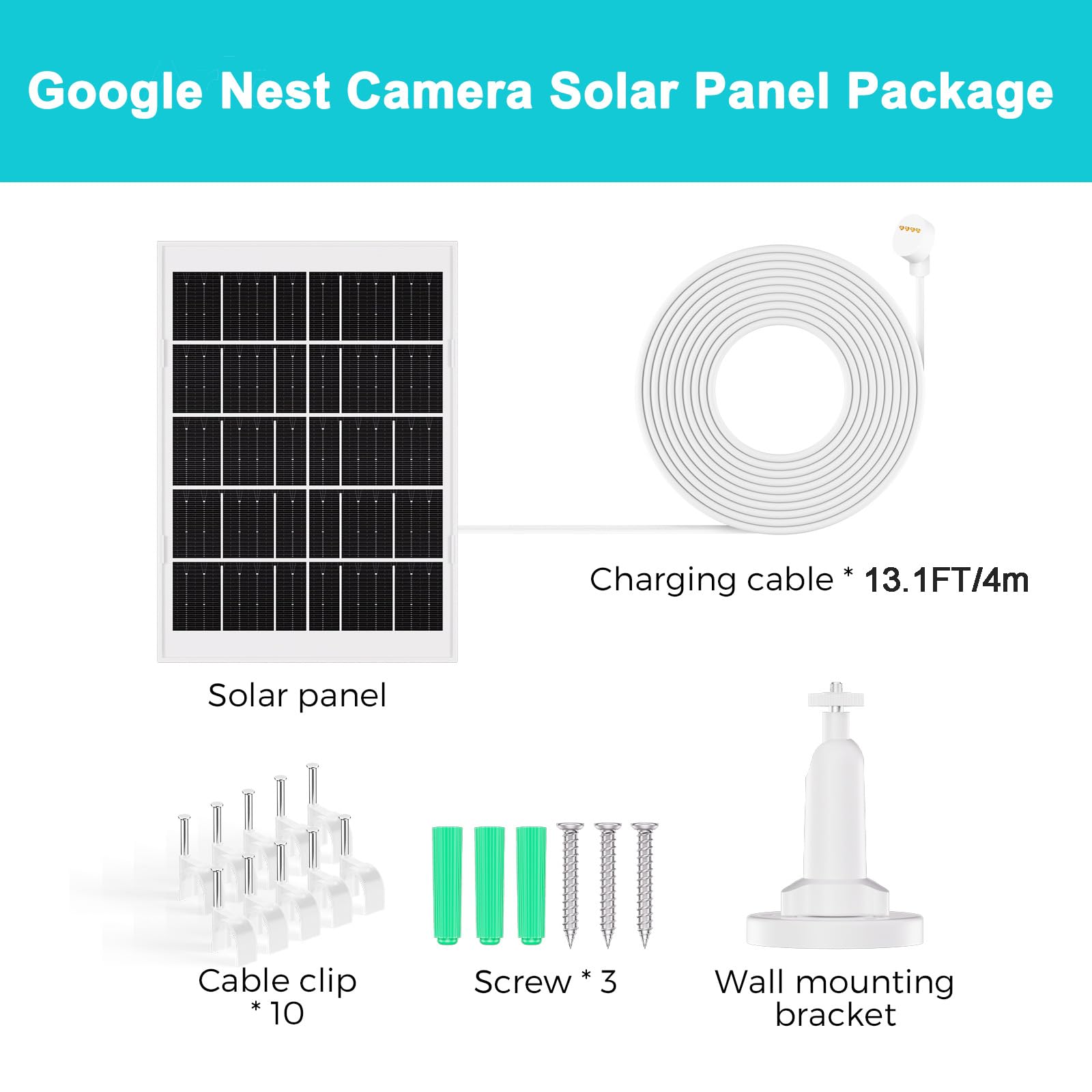 5V 7W Solar Panel for Google Nest Cam Outdoor/Indoor (Battery