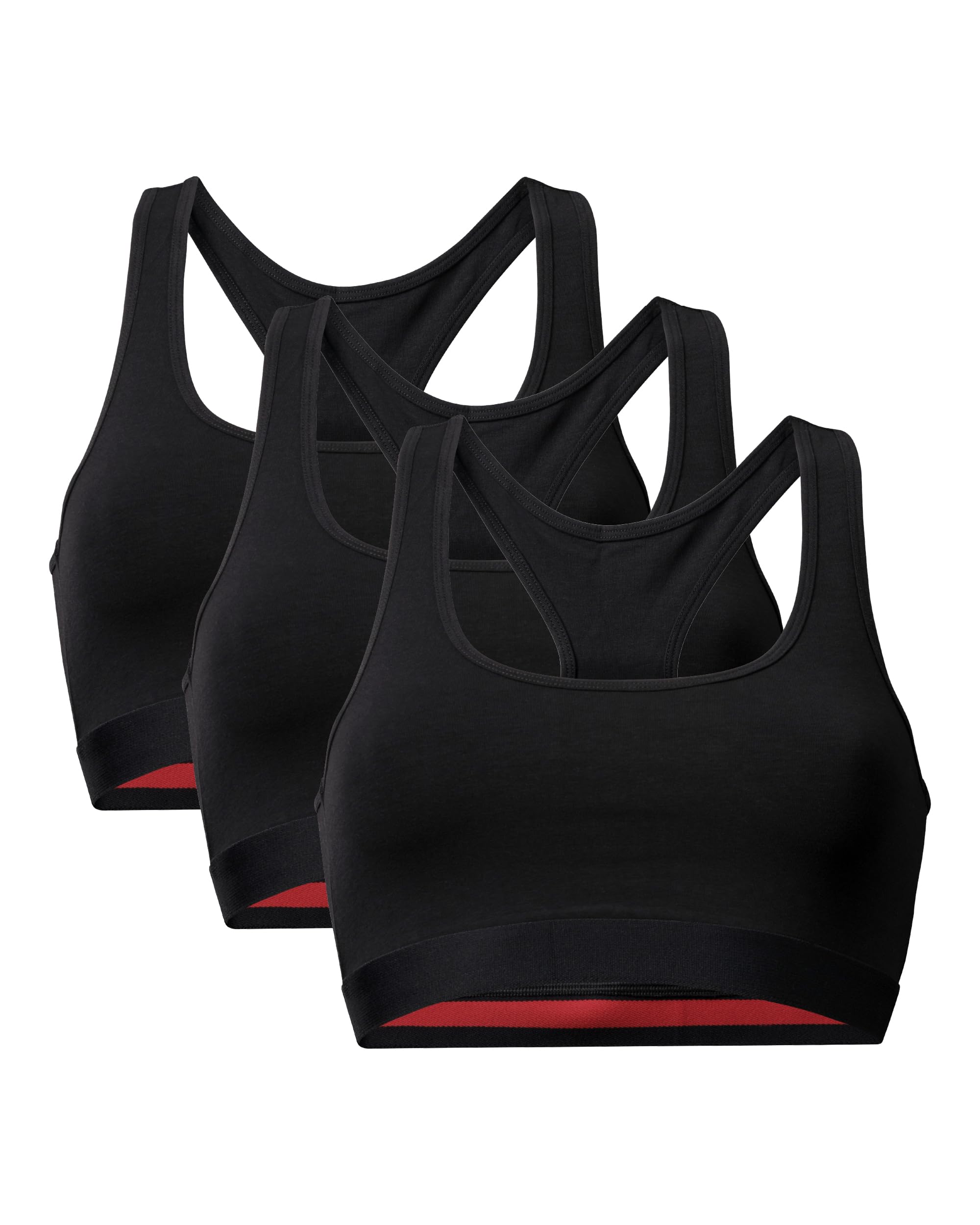 DANISH ENDURANCE Bralettes for Women, Non Wired Bra, Organic Cotton, Racer Back Bra, Comfort, Bras for Women Multipack, 1 or 3 Pack
