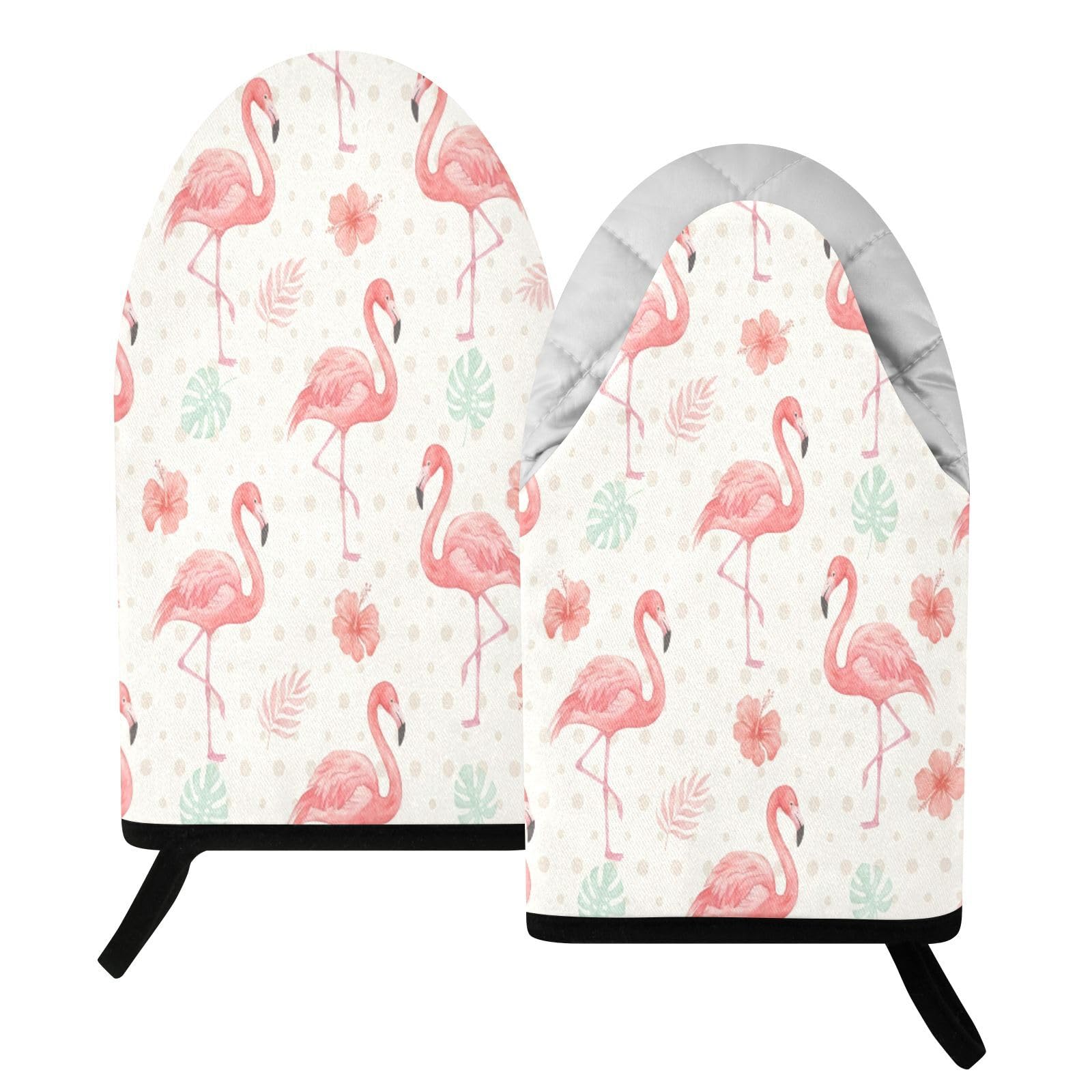 BURSTDDY Flamingo Oven Mitt,Heat Resistant Kitchen Mitts for Cooking