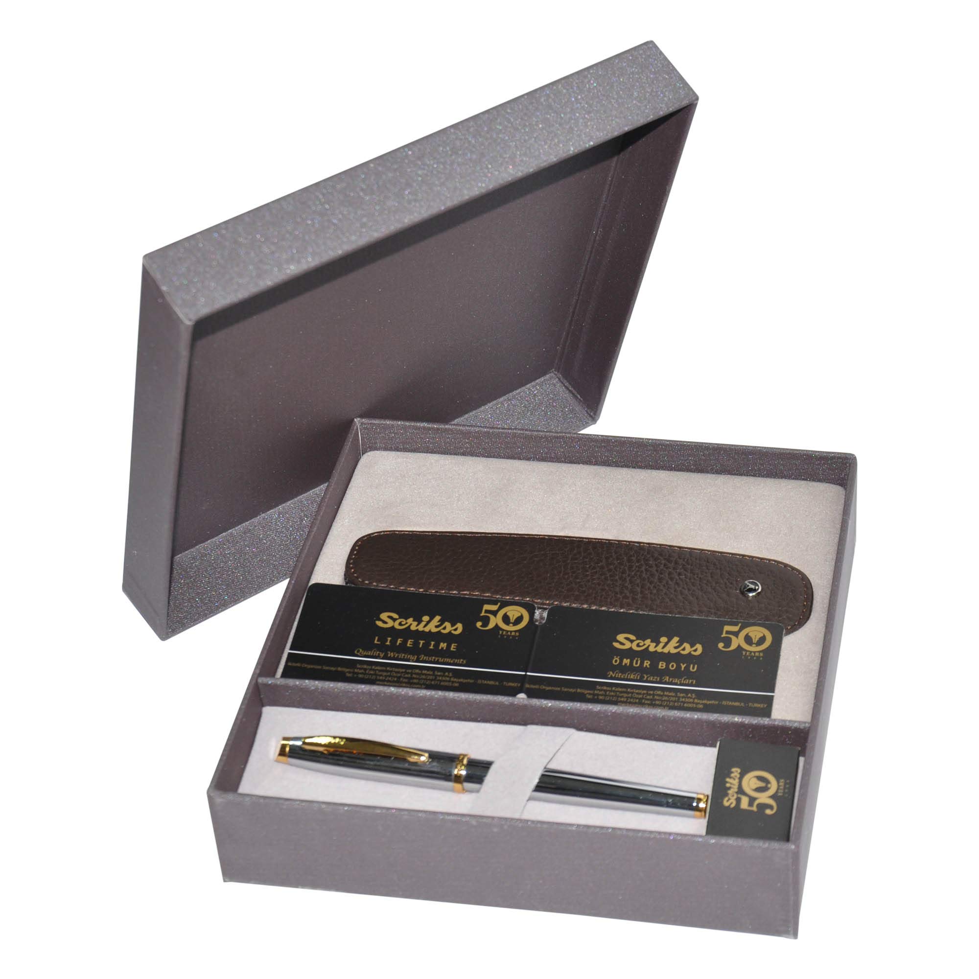 Scrikss DR 221 39 Roller Gold Krom & Tekli Kalemlik Kahve