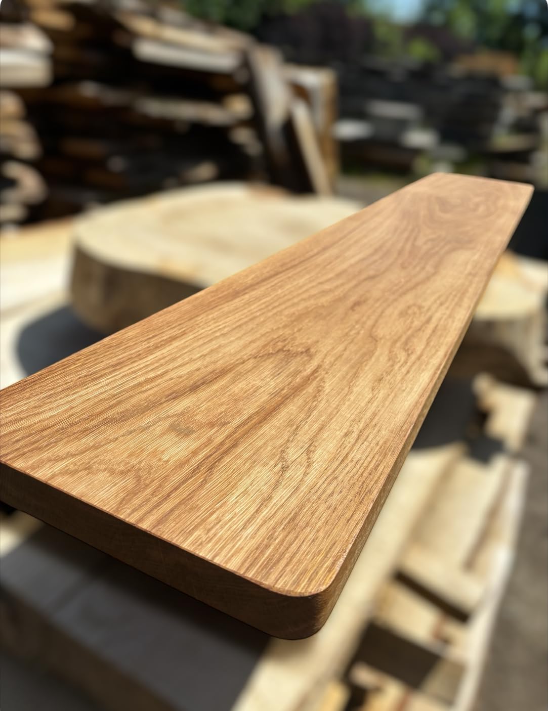 Davanzale in rovere massiccio con angoli arrotondati, 4 cm di spessore, scala oliata, angoli arrotondati, pannello in legno, tavola di quercia 110 x 20 cm)