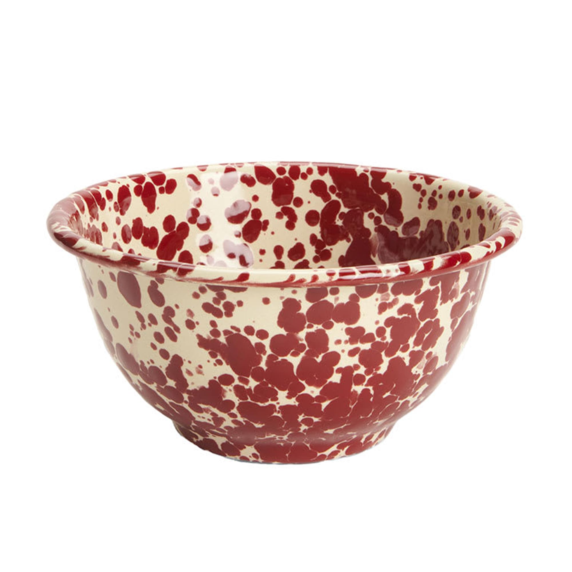 Crow Canyon Home Splatter Enamelware Small Footed Bowl, Burgundy and Cream
