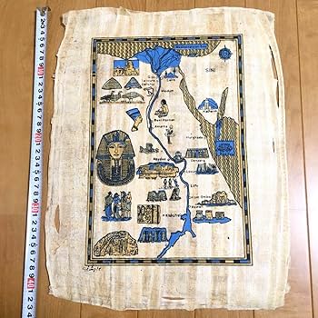 パピルス画 パピルス絵画 ハトホルにロータスを捧げる王【A4・宅急便のみ