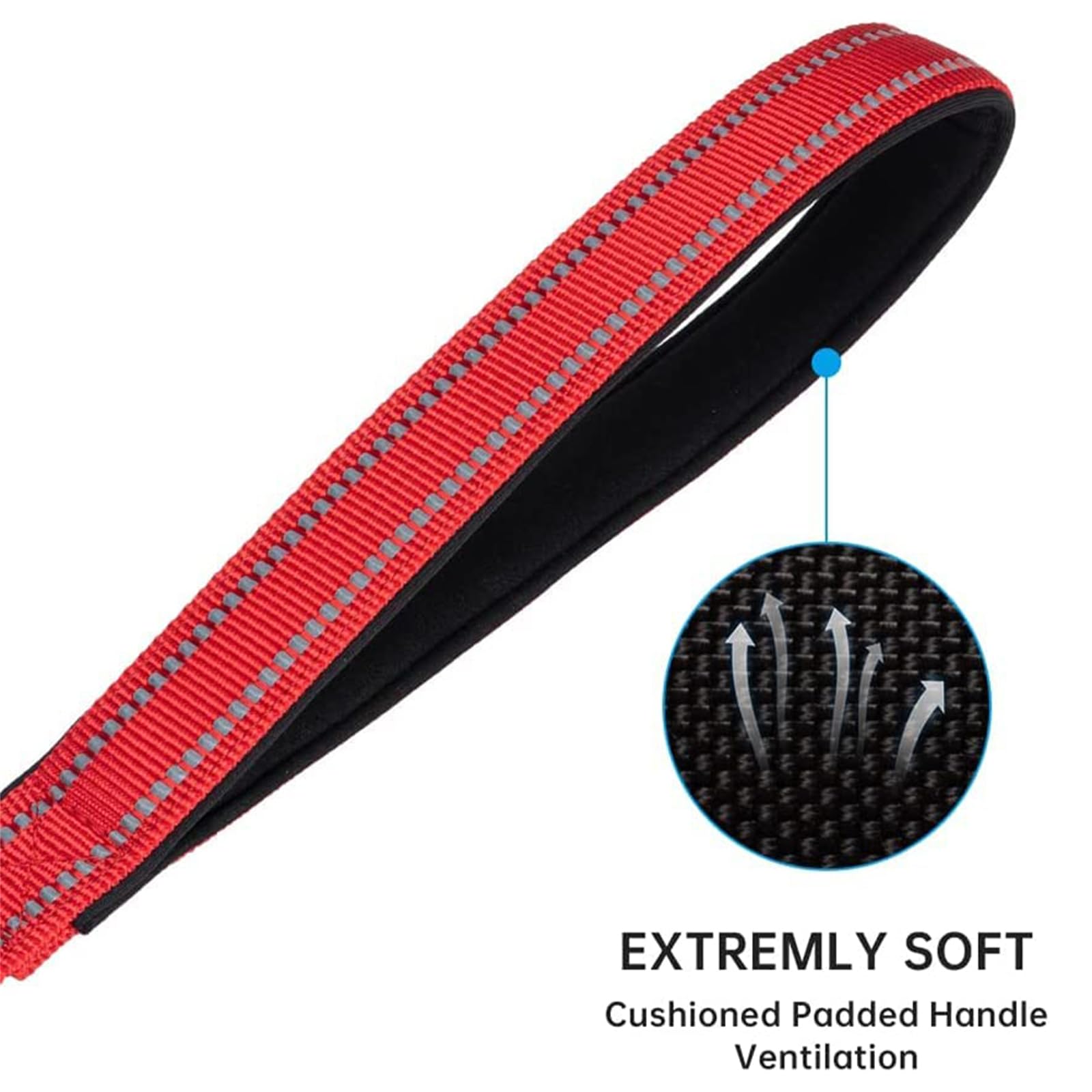 EXCELLENT ELITE SPANKER Laisse double réfléchissante en nylon avec poignée rembourrée pour deux chiens - Rouge