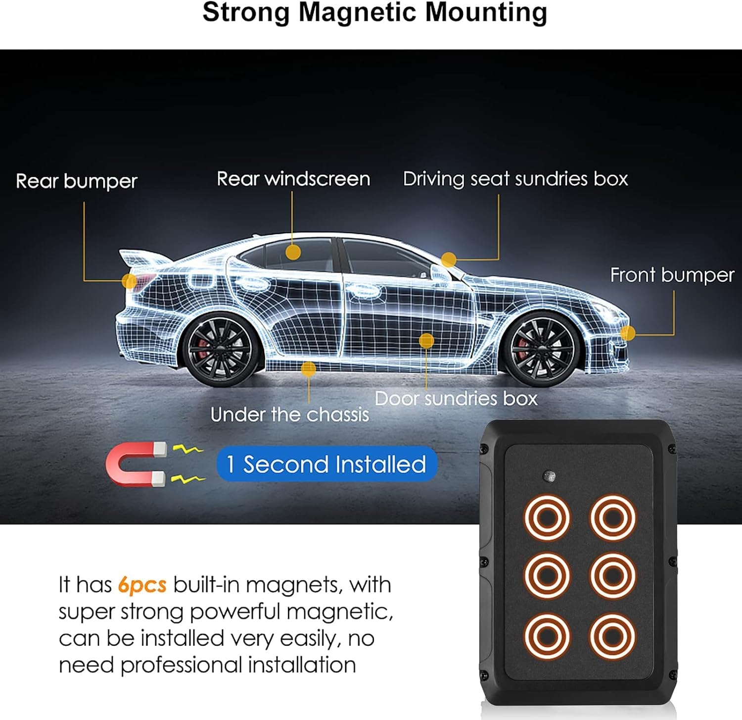 Localizzatore GPS per Auto 10000 mah, GPS Tracker di Localizzazione in Tempo Reale Impermeabile Geofence Antifurto in Standby da Lungo Tempo Adatto per Motocicli, Automobili TK916