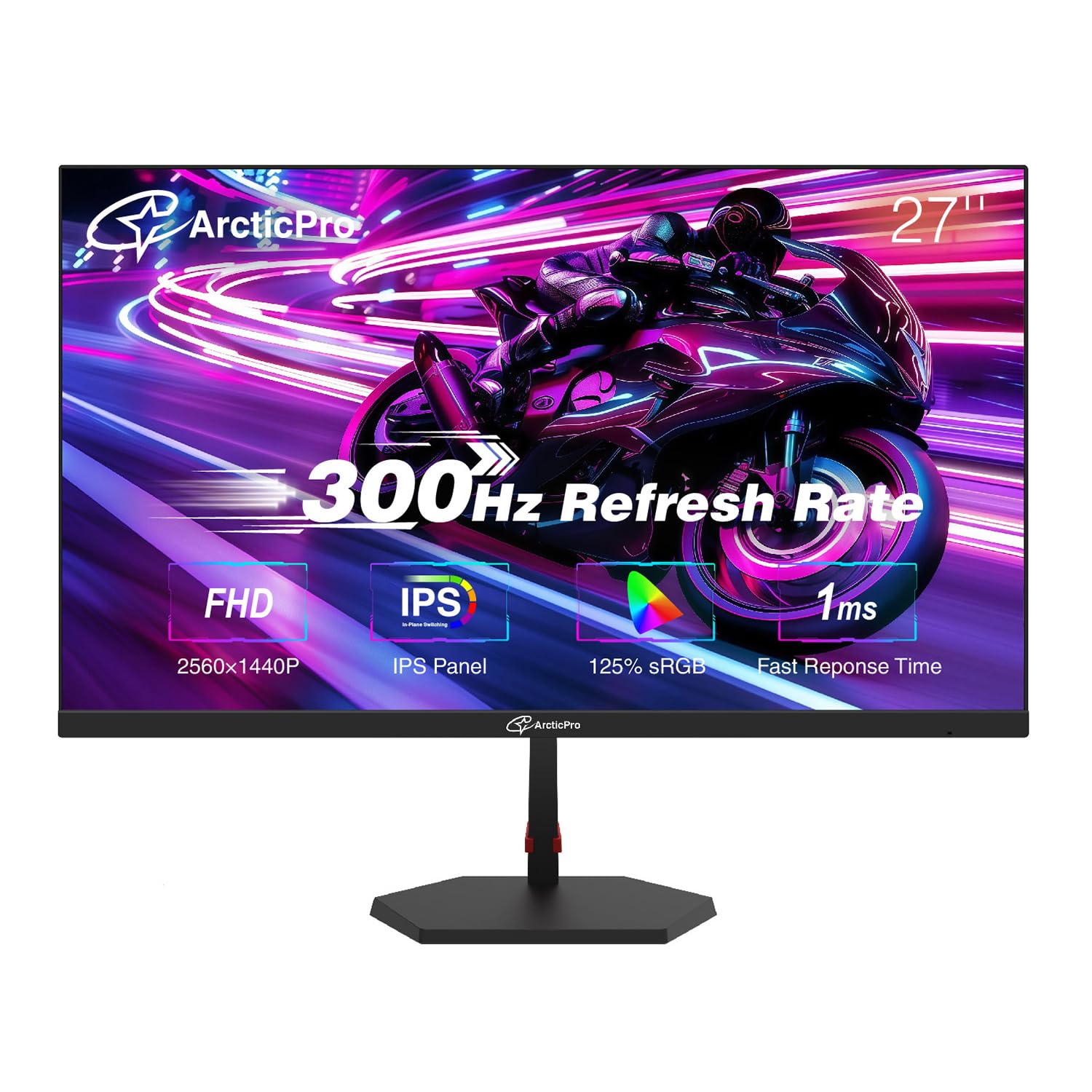 27 inch 300Hz 240Hz Gaming Monitor, FHD 1080p, 1ms, PC Monitor Gaming, IPS, Adaptive sync, PC Computer Monitor, sRGB 125%, Ultra Slim, DP x2, HDMI x2, VESA Support, with DP cable up to 300Hz