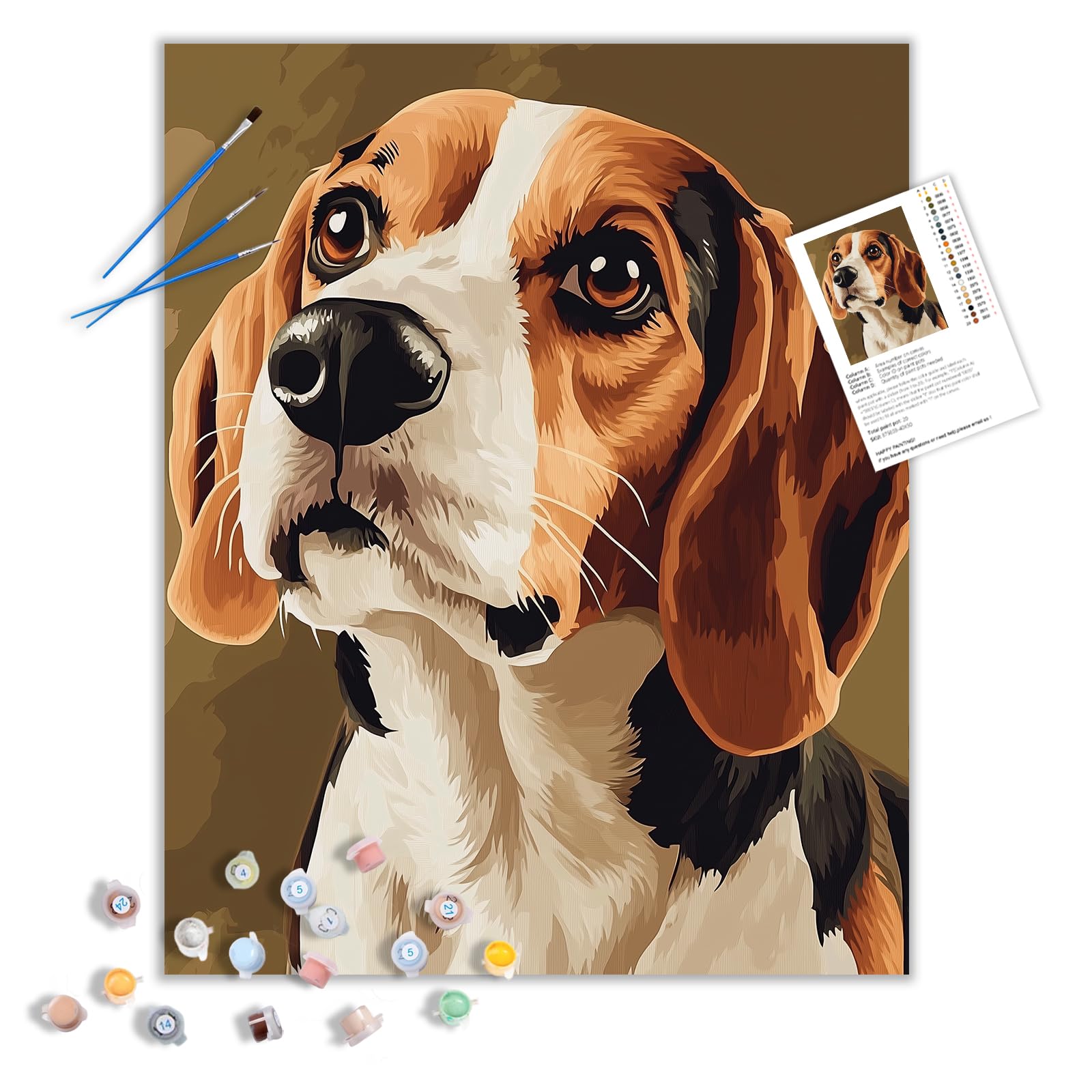 ARNLRDYA Beagle Dog Paint by Number Kits, Hound Portrait Poster Paint by Numbers for Beginners, Funny Animals Acrylic Paints Oil Painting for Living