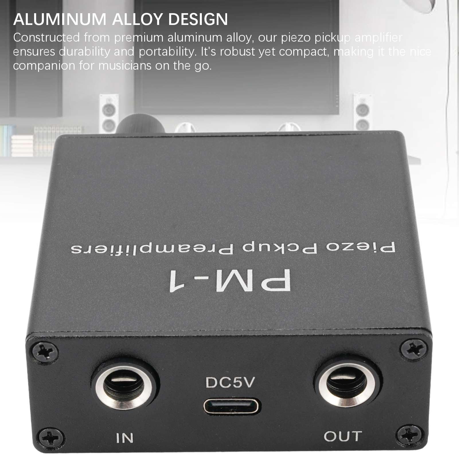 Elprico Préampli Guitare Acoustique, Préamplificateur Piézo pour Guitare, Violon, ukulélé avec Limite Basse Fréquence pour Instrument à Cordes, Batterie 300 MAh, Autonomie 10 H