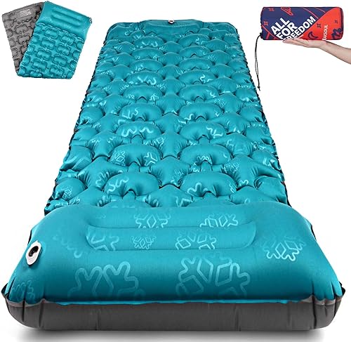 AKSOUL Colchoneta inflable para acampada 4 pulgadas de grosor con almohada, autoinflable, ultraligera y compacta, alfombrilla de aire con