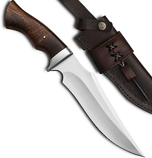 Handmade Hunting Bowie Knife With Sheath -13 Inches Camping Fixed Blade Knives For Men Outdoor Bushcraft Knife With Wood Handle - WARIVO KNIFE