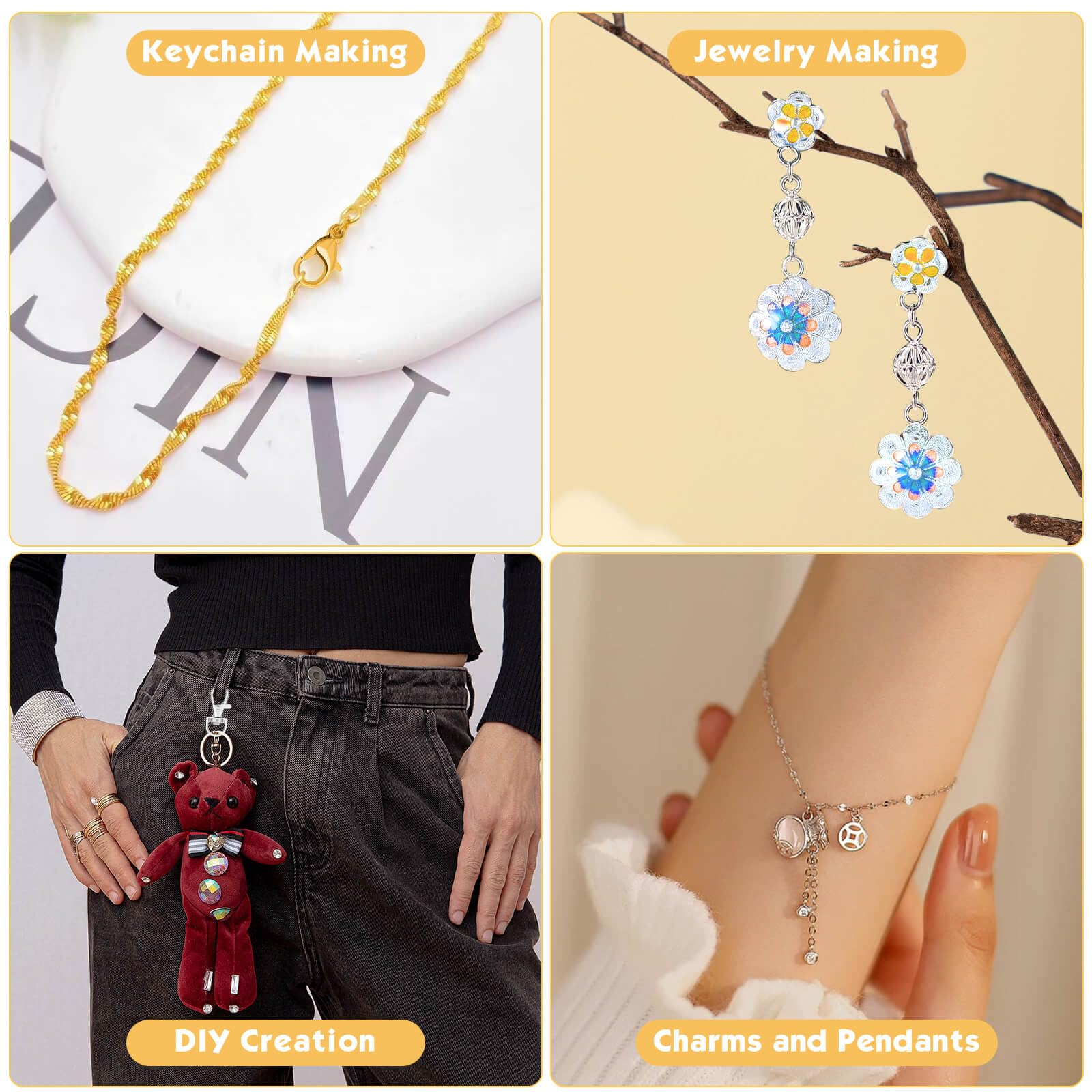 PAXCOO 990PCS Keychain Making Kit, Keychain Craft Supplies Including Key Chain Hooks, Lobster Clasps, Key Rings and Jump Rings for Key Chain Making and Jewelry Making