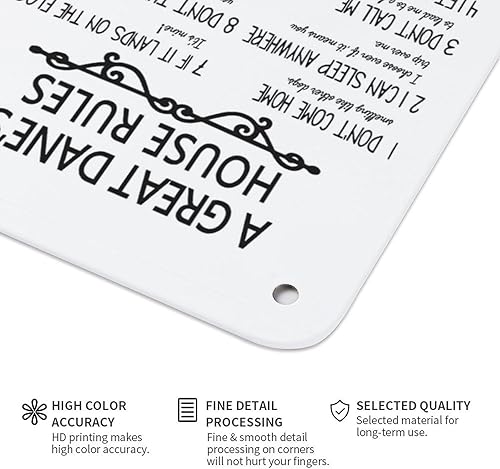 Miniatura 4 de Letrero de metal rústico con texto en inglés "A Great Dane'S House Rules", arte de pared divertido con cita de perro de gran danés, pintura para el