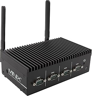 MINIX RIC-SJ64 Fanless Industrial Mini PC, Intel J6412 with Windows 11 Pro, 8GB DDR4 256GB SSD, 2x2.5G Ethernet, 4xCOM RS-232/422/485, Dual Display TPM 2.0, Metal Case. Support 4G/5G Module.