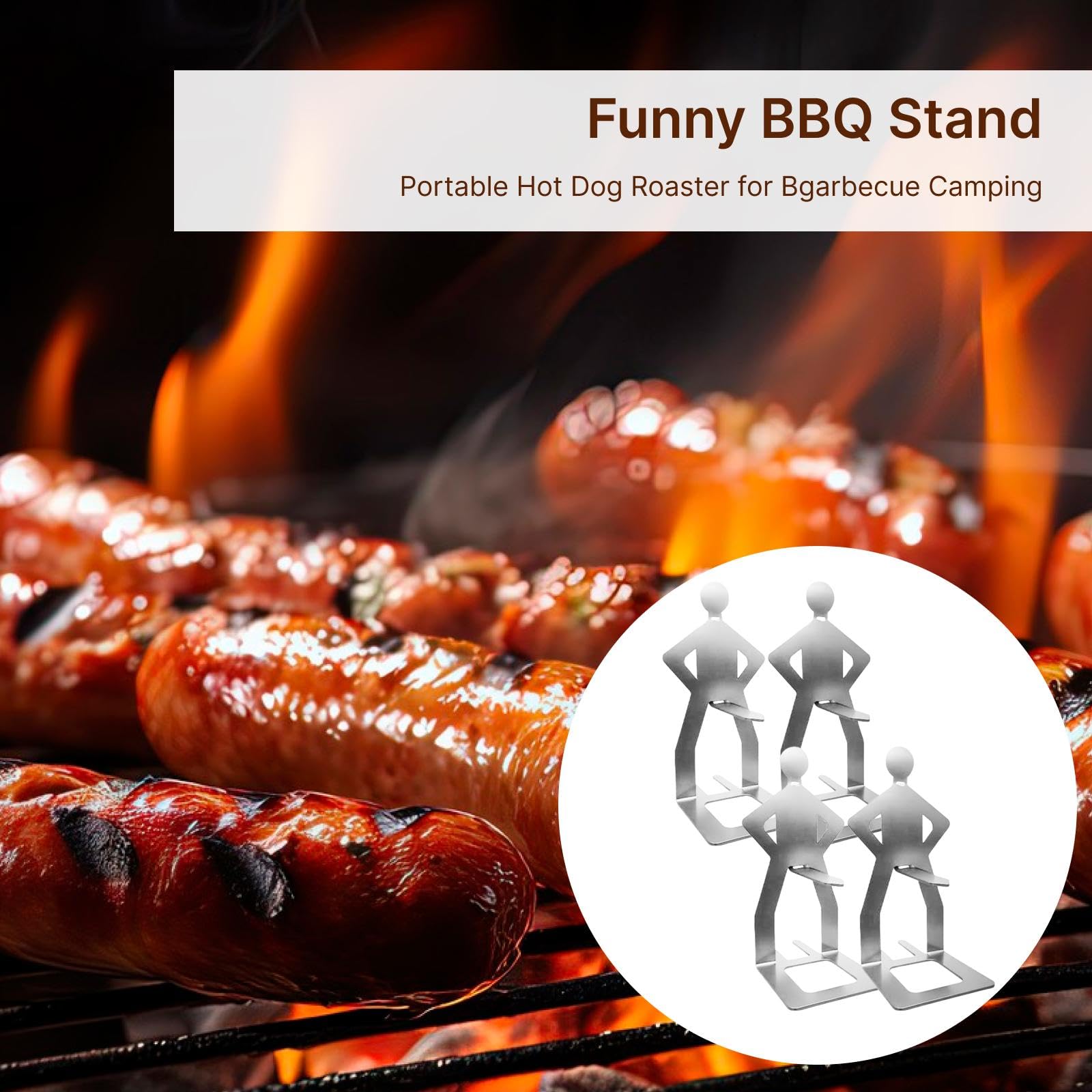 Baoblaze 4 Supporti per Barbecue, Bastoncini per Grigliare, Accessori per Salsicce, Dog da Viaggio