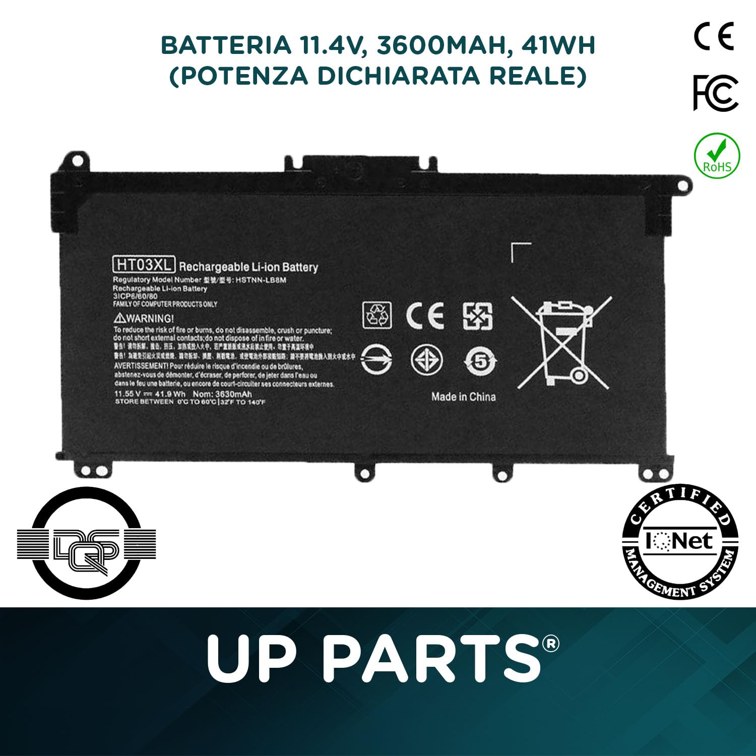 Batteria compatibile con HP HT03XL, HTO3XL Batteria L11119-855 Computer Portatile Compatibile HP 240, 245, 250, 255 G7, con PC Pavilion 14-CD, 14-CE, 14-CF (Capacità: 3600 mAh | 41 Wh)