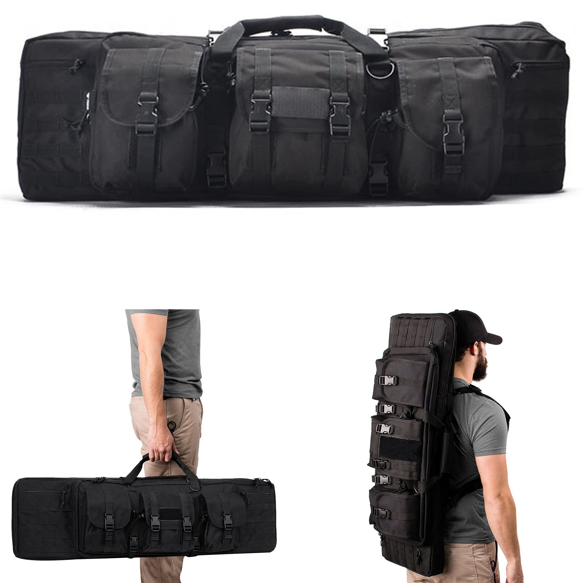 Walizki Na Karabiny Taktyczna Torba Na Karabin Miękka Wyściełana Walizka Na Broń Podwójne Walizki Na Karabiny Airsoft Case/Black/140Cm
