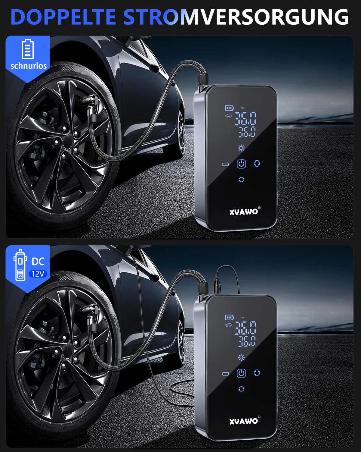 Gonfleur Pneus Voiture Electrique: Pompe a Velo 150PSI | Compresseur à air Portatif Avec Arrêt Automatique Pour Voiture Moto Vélo et Ballons