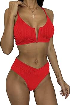 Amazon.com: HYTENSUN Women's V Cut High Waisted Bikini