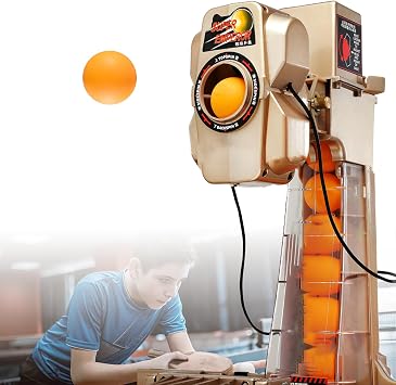 Training Ping Pong Ball Machine, Automatic Table Tennis Robot, Pitching Machine, Electric Ball Machine with Charger, Remote Control Ball Machine, Portable Net | 37 Spinning Function