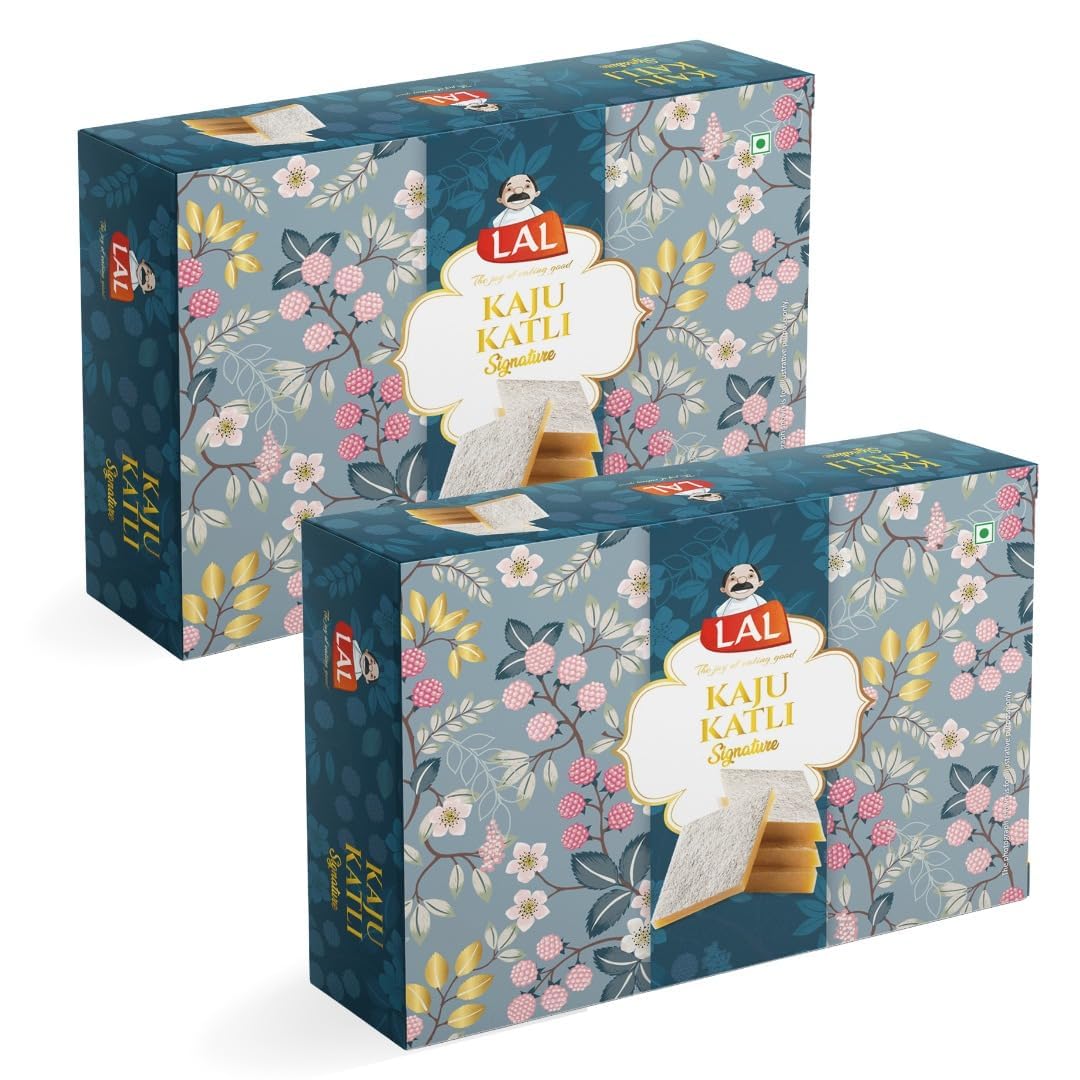 Lal Sweets Kaju Katli 200gm (Pack of 2) | Authentic Indian Cashew Sweet in Diamond Form | Made with Desi Cow Ghee | Handcrafted Indian Traditional Sweets (Pack of 2)