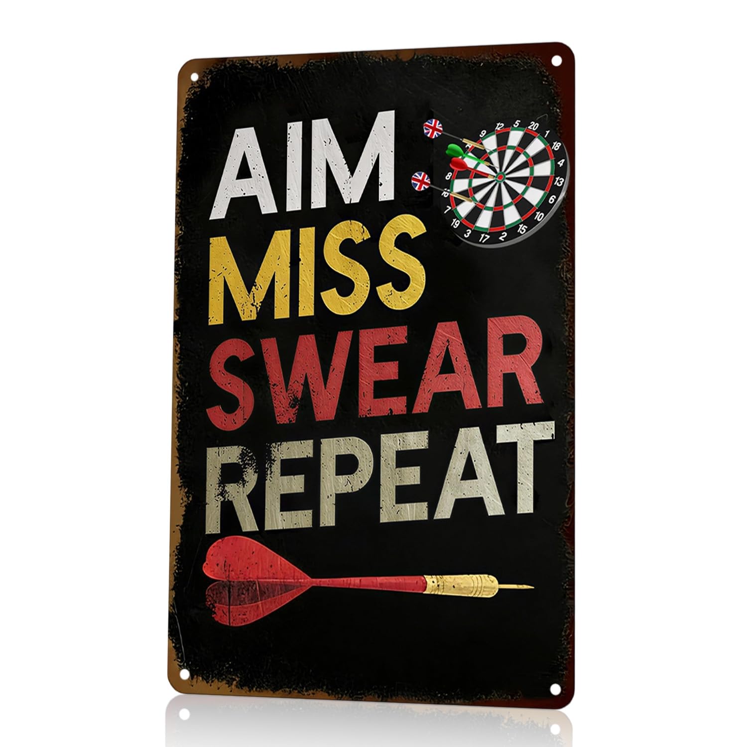 Darts Vintage Metal Tinplate Sign, Classic American Black & Red Retro Style Wall Art Decor Plaque for Home Bar, Cafe, Man Cave, Garage, Garden Bar and Club Decoration, Darts Gifts