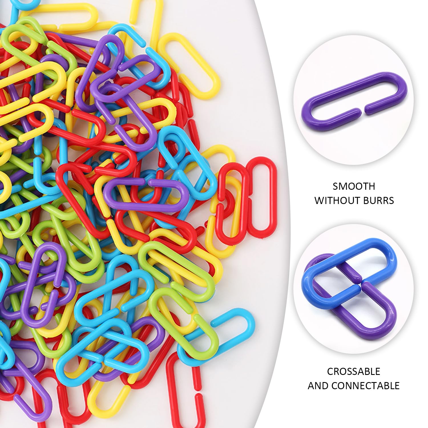 WUFGWBD 200 Pieces Parrot Toys, Plastic Clip Hooks, Small Pet Toys, Rainbow Connecting Toys, Parrot Pet Chain - Image 3