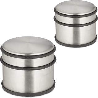 Relaxdays Türstopper Edelstahl, 2er Set, HxD: 7,5 x 9 cm, silber/schwarz