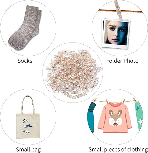 Miniatura 5 de Mini clips de plástico, 50 piezas de clips de fotos de plástico de colores, pinzas de papel para manualidades, 1.4 x 0.2 x 0.3 in