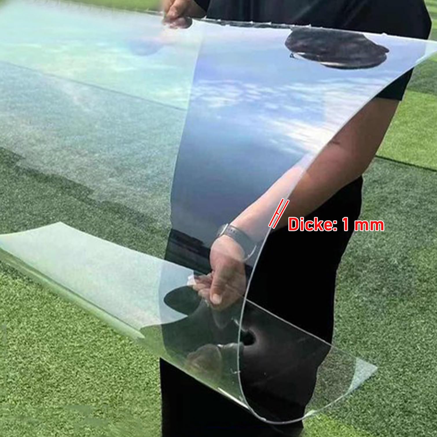 Transparente Polycarbonat-Dachplatte,1mm Dicke Klare Acryl-Kunststoffplatte,Gewächshausplatte,Wetterfest Stegplatten Ersatzplatten für Außenbereich Garten Terrassen Balkon (1m x 2m)