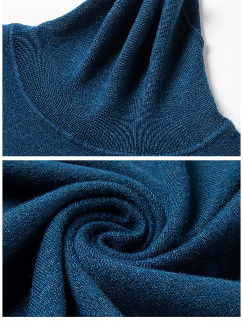 Suéter de punto casual para hombre, cuello alto, manga larga, sólido, cómodo, cálido