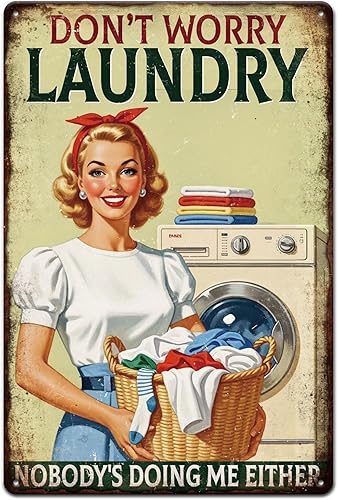 GLOBLELAND Letrero de metal vintage de 12 x 8 pulgadas para cuarto de lavado, letrero de metal retro para pared, para inodoro, hogar, baño,