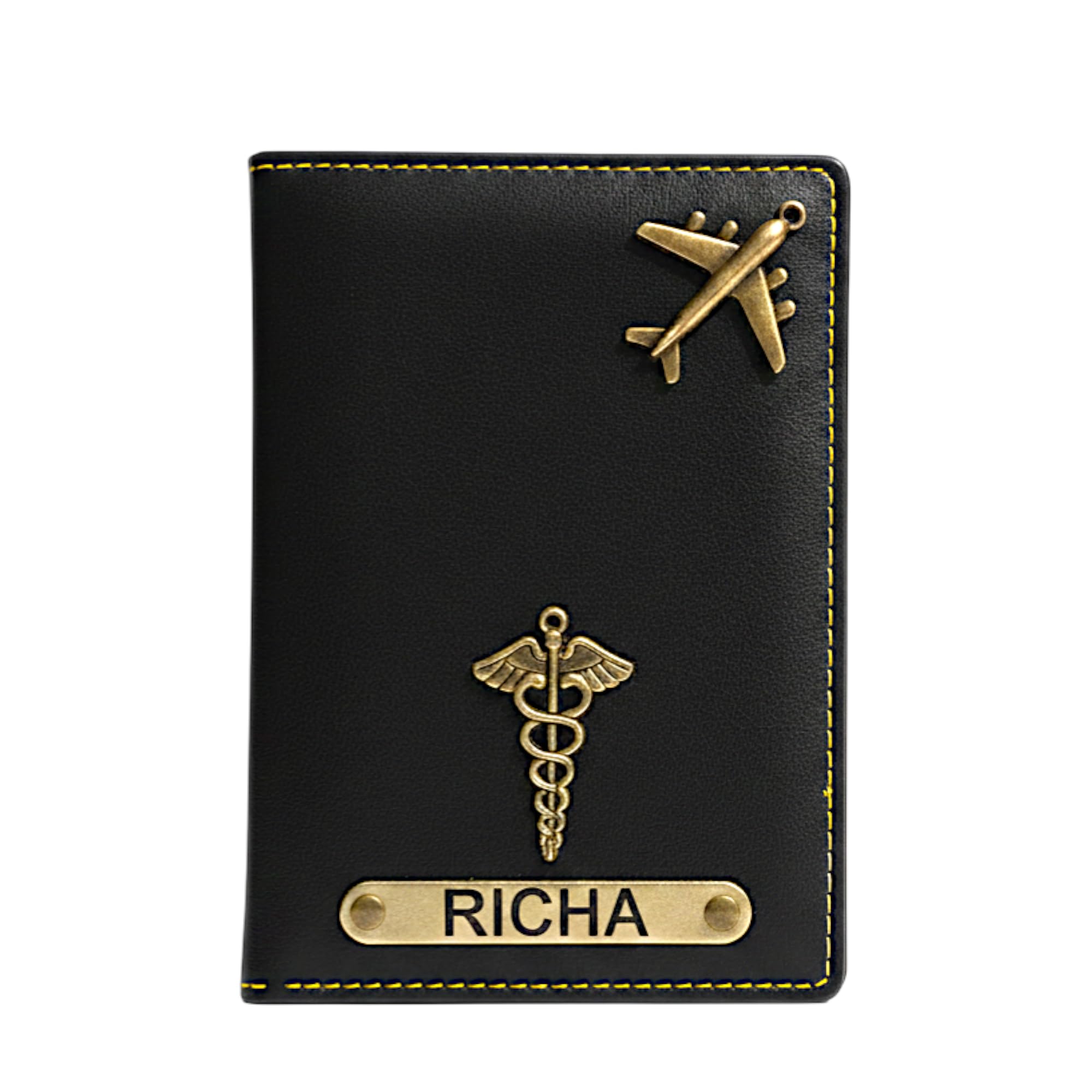 the unique gift studio Personalised Name & Charm Leather Passport Cover Holder for Men & Women (Black) | Birthday Gifts for Men-picture-44