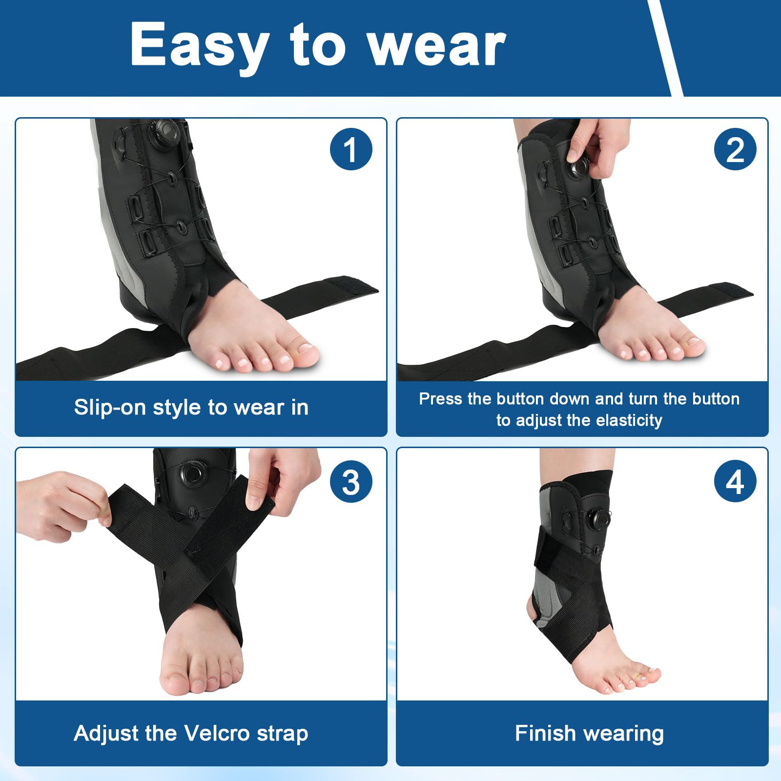 Tobillera Ajustable con Botón Giratorio, Estabilizador para Soporte y Compresión para Lesiones en el Tobillo, Esguinces de Tobillo, Tendinitis,Deportiva - L