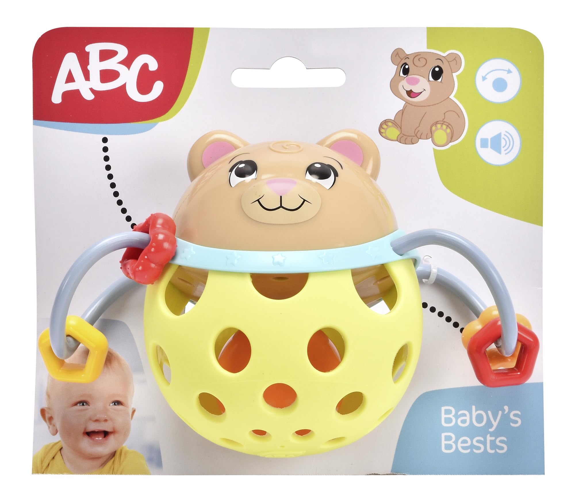Simba 104010143 ABC niedźwiedzie z grzechotką, 2-krotnie sortowane, dostawa obejmuje tylko jeden artykuł, miś i panda jako kolorowa piłka z grzechotką, 10 cm, od 3 miesięcy