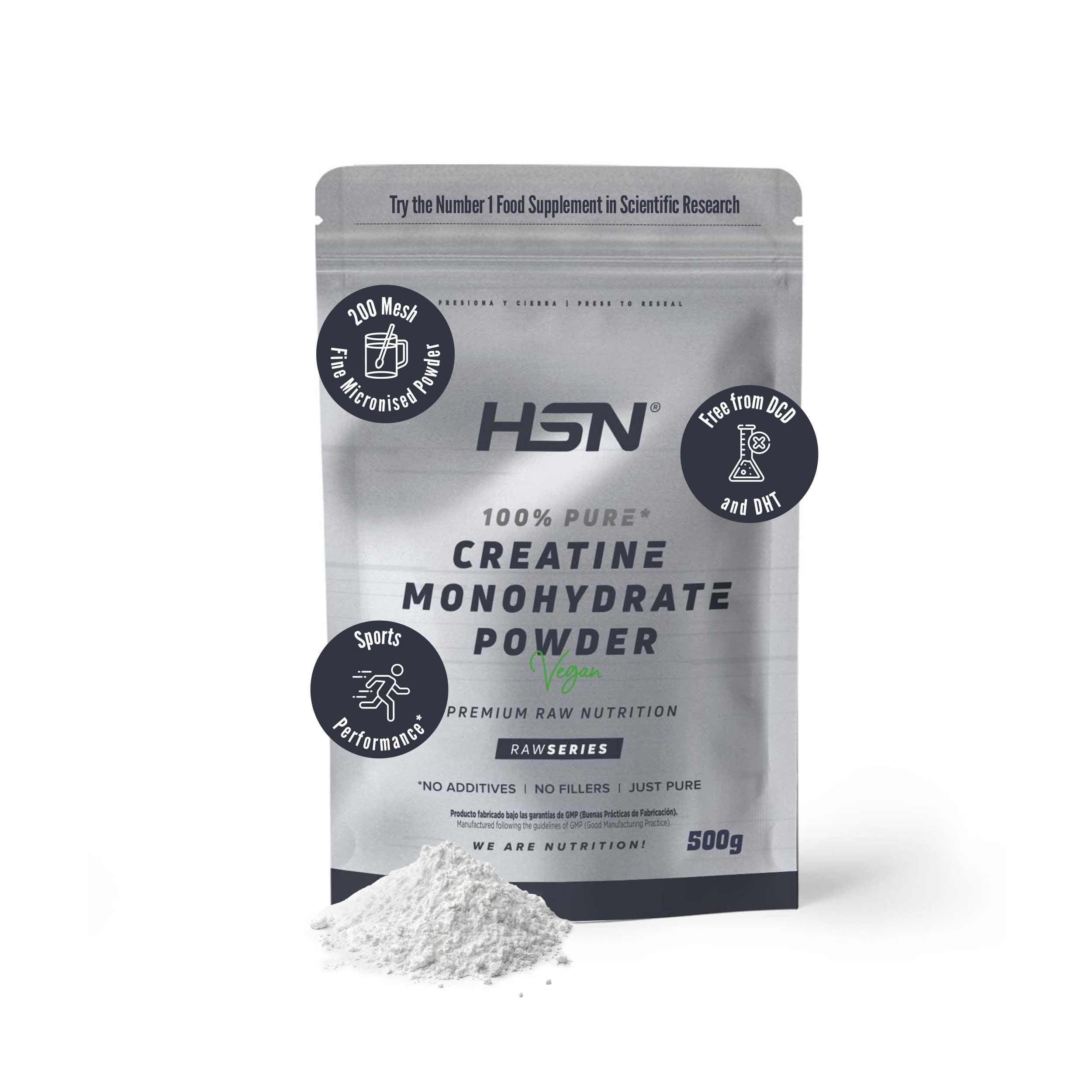 HSN Creatina Monohidrato Micronizada 500g | 100% Pura, Sin Sabor | Vegana, Sin Gluten y Sin Aditivos | Alta Solubilidad y Máxima Pureza | No Incluye Dosificador