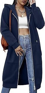 Sponsored Ad - StunShow Womens Zip Up Hoodies Fleece Long Oversized Sweatshirt Jacket Casual Fall Coat with Pocket(S-3XL)