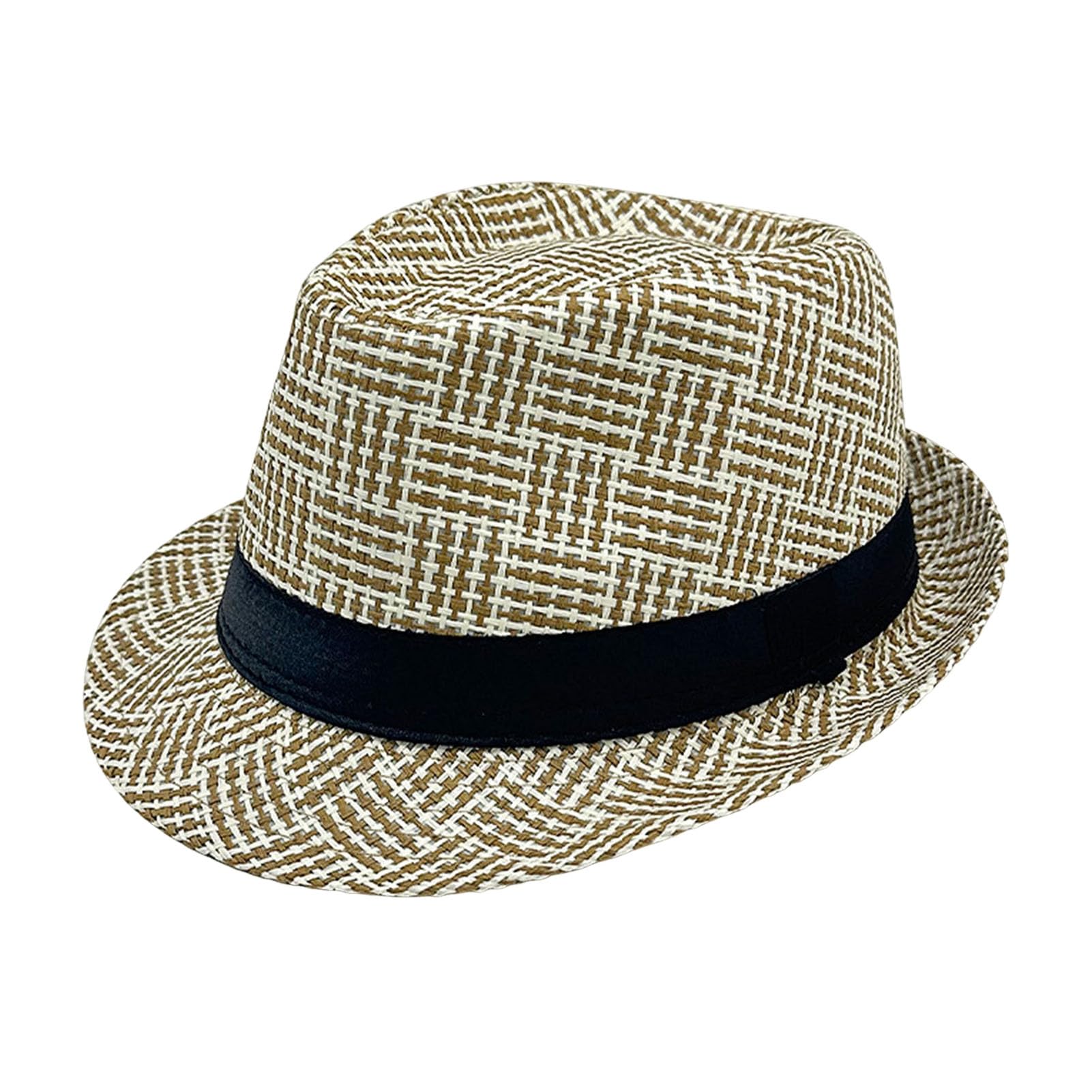 matumou Retro British Style Jazz Hat, Woven Short-Brimmed Hat, Hat for Spring Summer Outdoor Activities