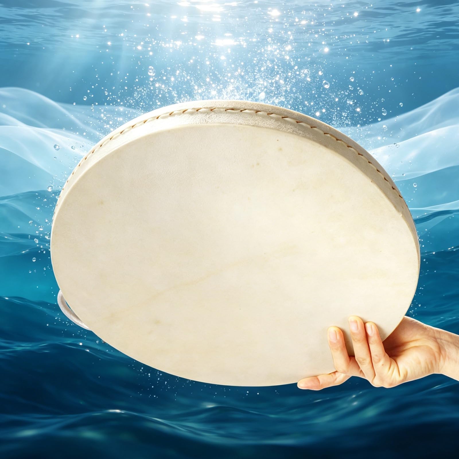 Tambour Océanique, Instrument De Percussion, Peau De Mouton Double Face, Cousu Main, pour Yoga, Concerts Et Mariages