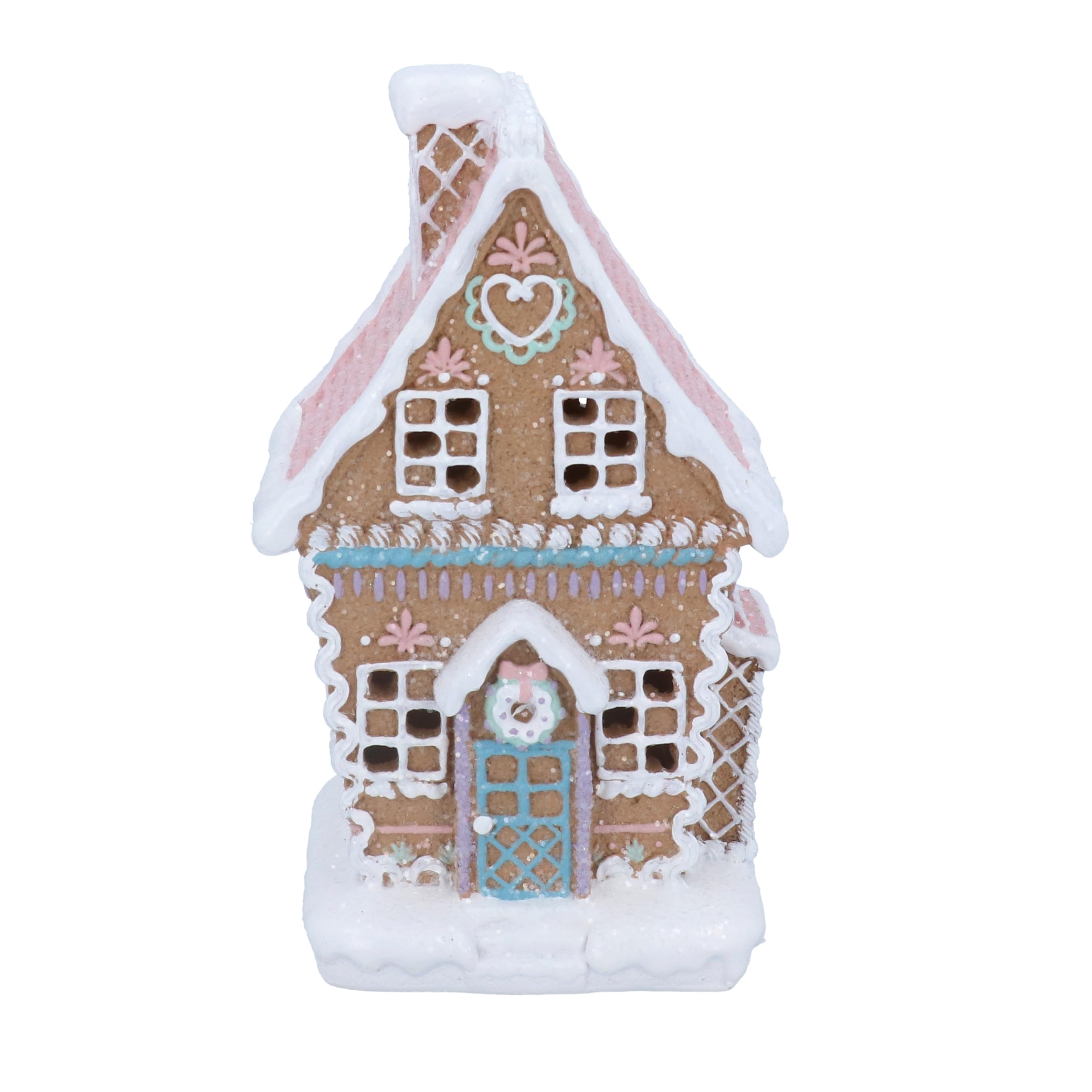 Gisela Graham White Pastel Iced Led Gingerbread House - Medium