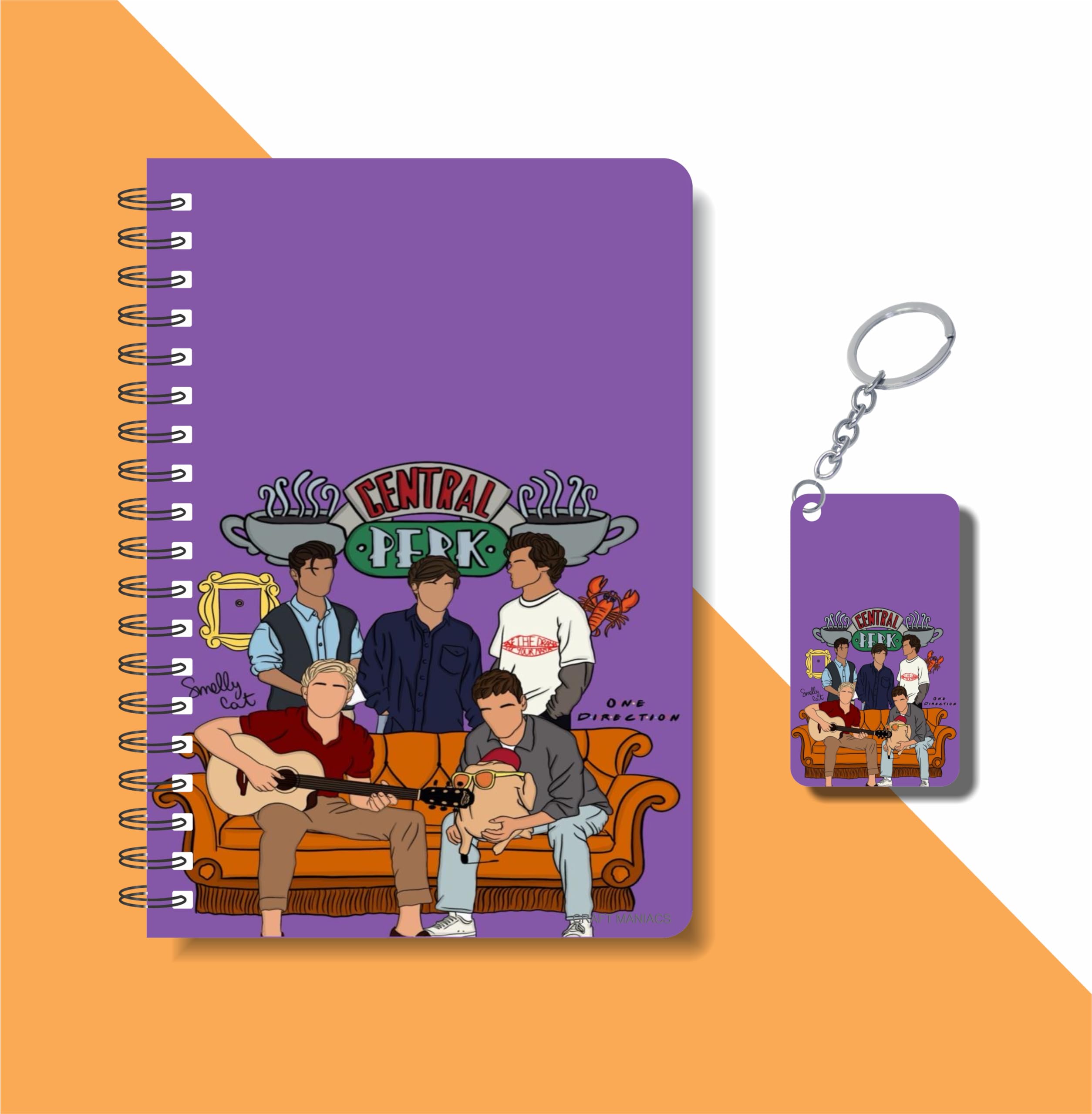 CRAFT MANIACS FRIENDS X ONE DIRECTION PRINTED A5 160 RULED PAGES NOTEBOOK & FREE KEYCHAIN BEST GIFT FOR FRIENDS SITCOM LOVERS