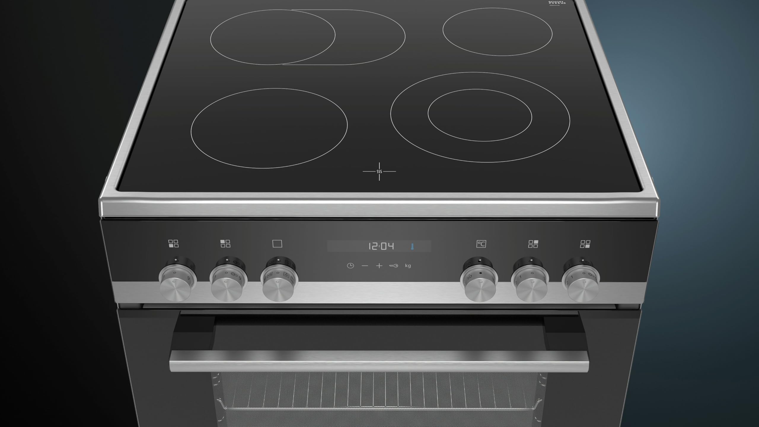 Siemens iQ500 HK9S5A240 Freistehender Elektroherd 60 cm Edelstahl 3D Heißluft ecoClean cookControl 10 Automatikprogramme